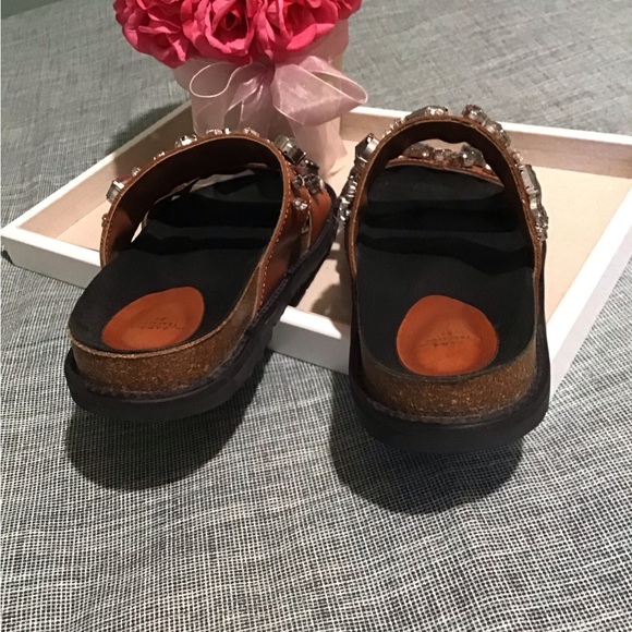 ZARA TRAFALUC LEATHER  Rhinestone Sandals Size37 is 61/2 Very Beautiful.See Pics - Picture 10 of 10